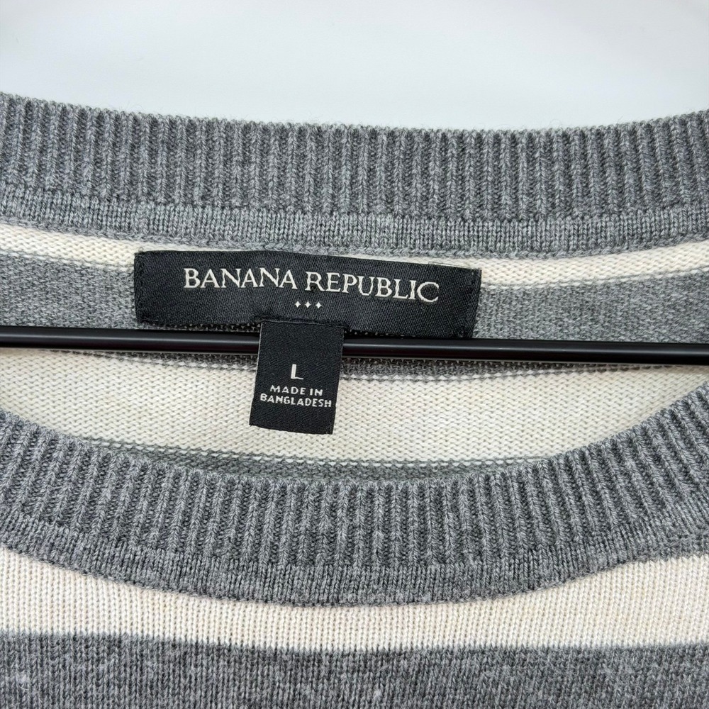 Banana Republic Lightweight Sweater Women's Large Striped 3/4 Sleeve Career EUC - Picture 4 of 5